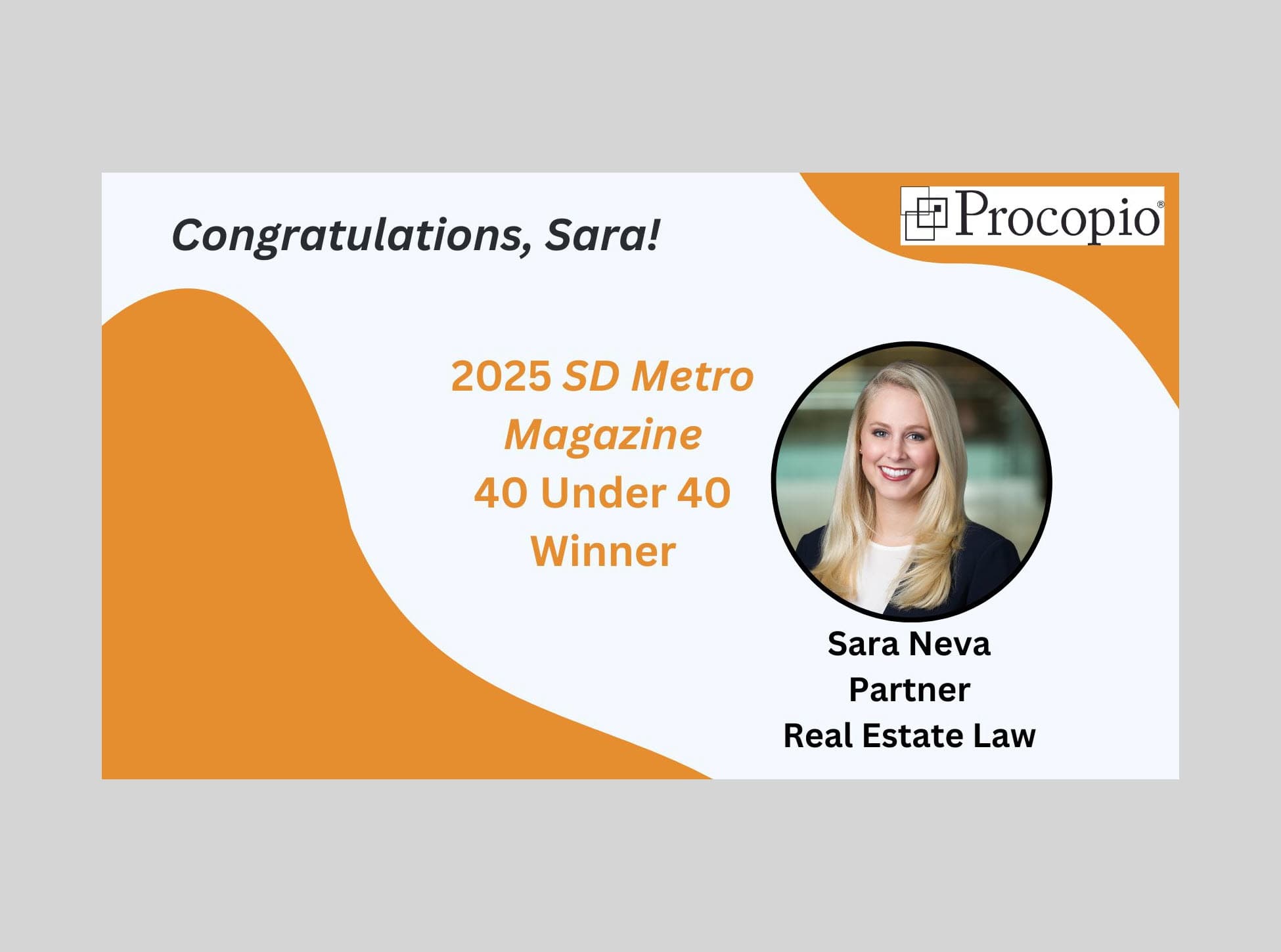 Real Estate Partner Sara Neva Named to 40 Under 40 List of Outstanding San Diegans