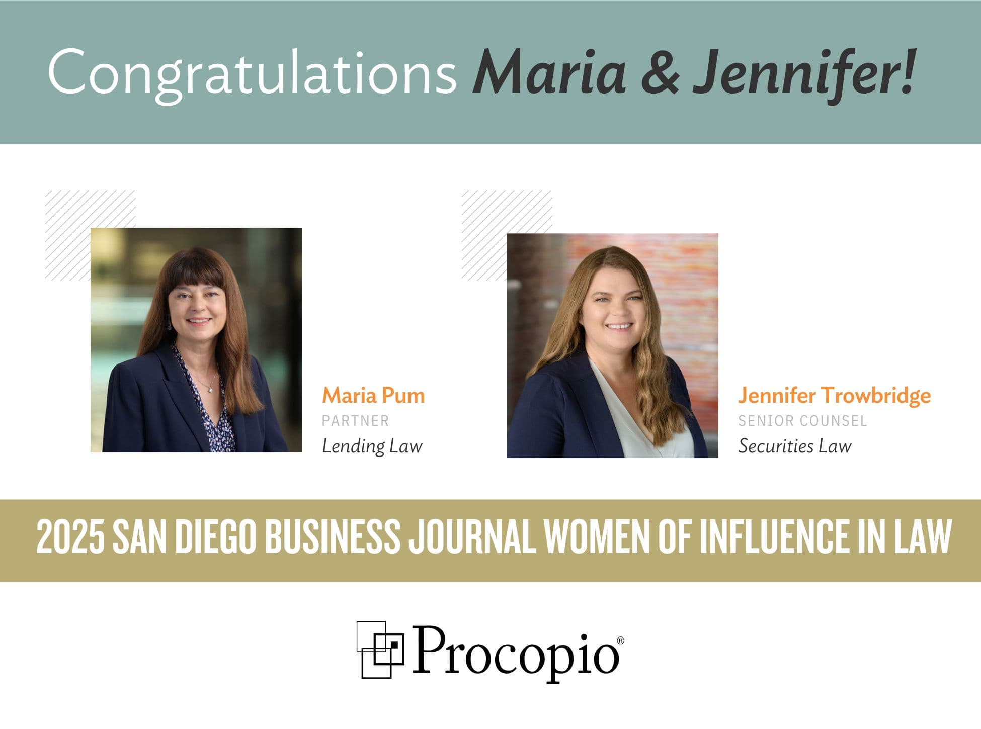 Maria Pum and Jennifer Trowbridge Named 2025 Women of Influence in Law