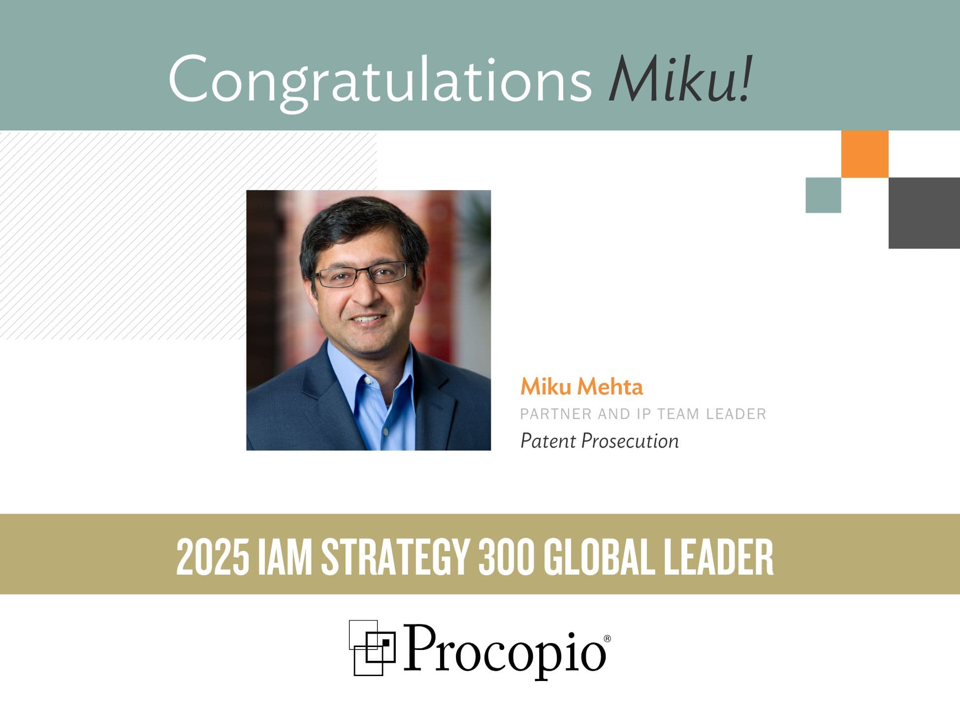 IP Team Leader Miku Mehta Named to IAM Strategy 300 list for Third Straight Year