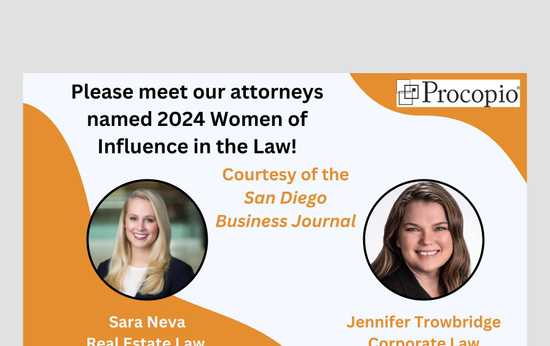2 Procopio Attorneys Named 2024 Women of Influence in Law