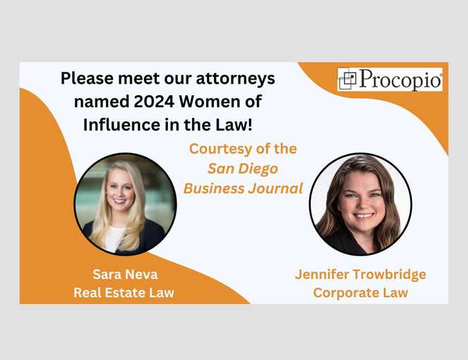 2 Procopio Attorneys Named 2024 Women of Influence in Law